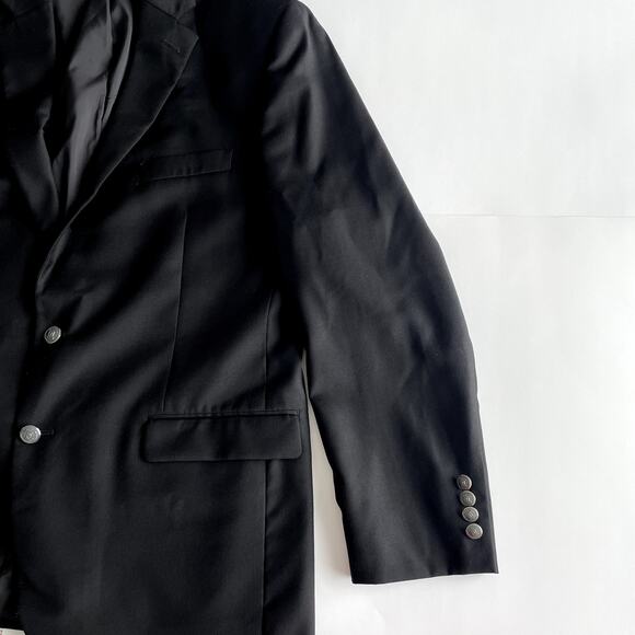 Lauren Ralph Lauren Black Wool 44R Blazer Suit Jacket Sport Coat Pewter Buttons - Picture 6 of 16